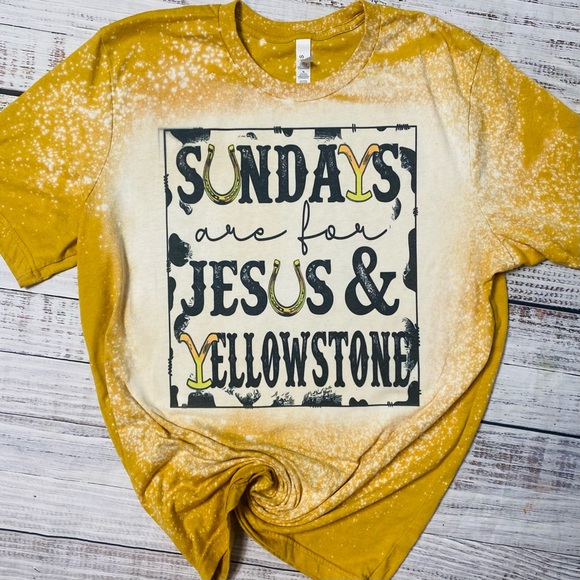 Gildan Tops - SUNDAYS ARE FOR JESUS AND YELLOWSTONE SUBLIMATION T-SHIRT